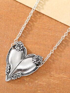 Heart-Shaped Pendant Cleverly Designed to Resemble Two Soldered Spoon Halves